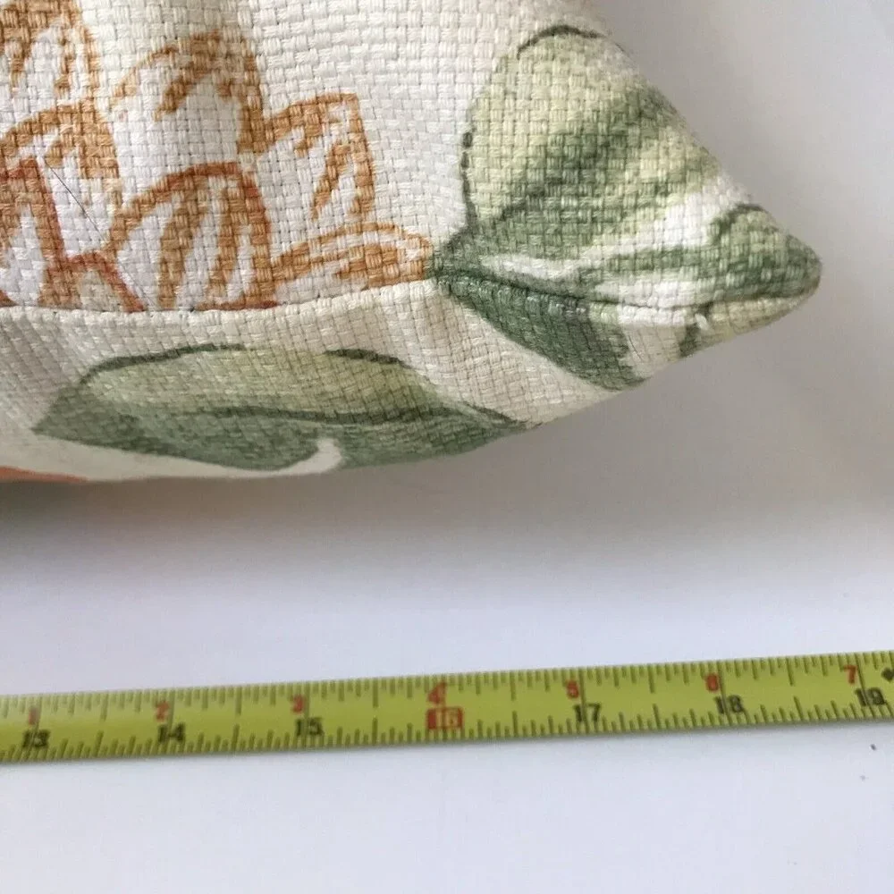 Newport orange flowers cotton feather throw sofa pillow zip 18